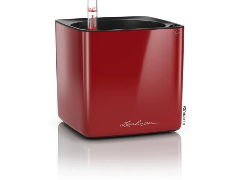 Outlet Lechuza ® Pflanzgefäß Cube Glossy 14 Scarlet highgloss 14 cm x 14 cm Rot