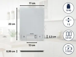 Discount Leifheit Küchenwaage Page Comfort 300 Slim 17 cm x 22 cm x 1 cm Grau