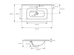 LuxeBath Waschbecken aus Keramik Weiß 81x16,5x46 cm mit Ablaufgarnitur< Einhebelmischer