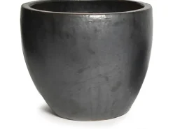 Outlet M Collections Pflanztopf Glasiert Egg Pot Ø 38 cm x 32 cm Schwarz