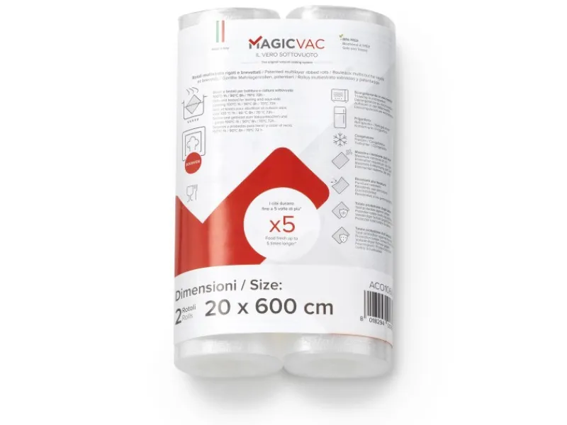 Outlet Magic Vac Vakuumierfolienrollen ACO1066 Transparent 20 cm x 600 cm 2 Stück