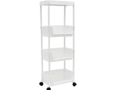 MAKLIK Küchenregale<Küchenrollwagen mit 3 Körben 35x24x100 cm Weiß
