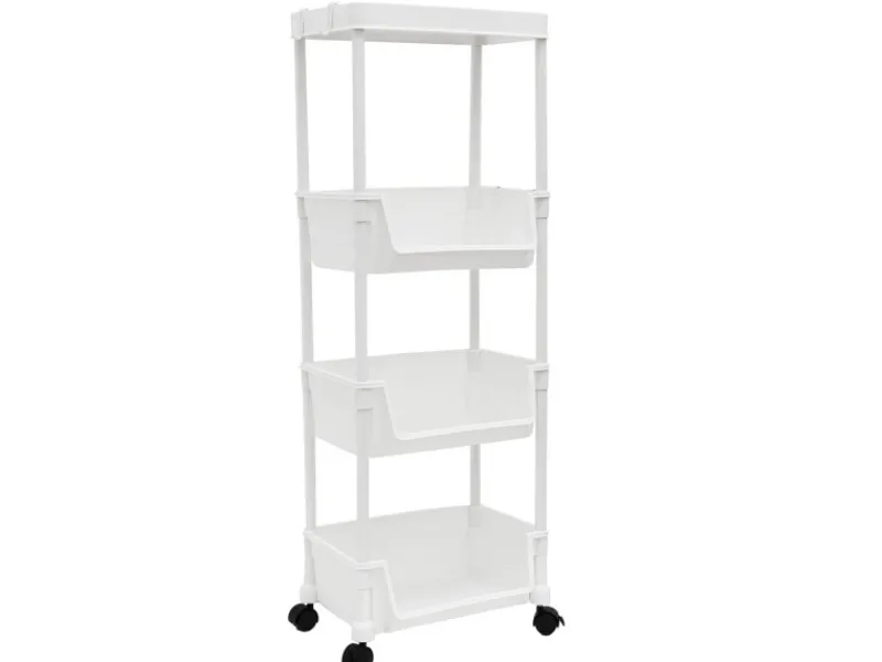 MAKLIK Küchenregale<Küchenrollwagen mit 3 Körben 35x24x100 cm Weiß