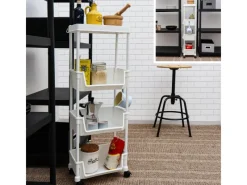 MAKLIK Küchenregale<Küchenrollwagen mit 3 Körben 35x24x100 cm Weiß
