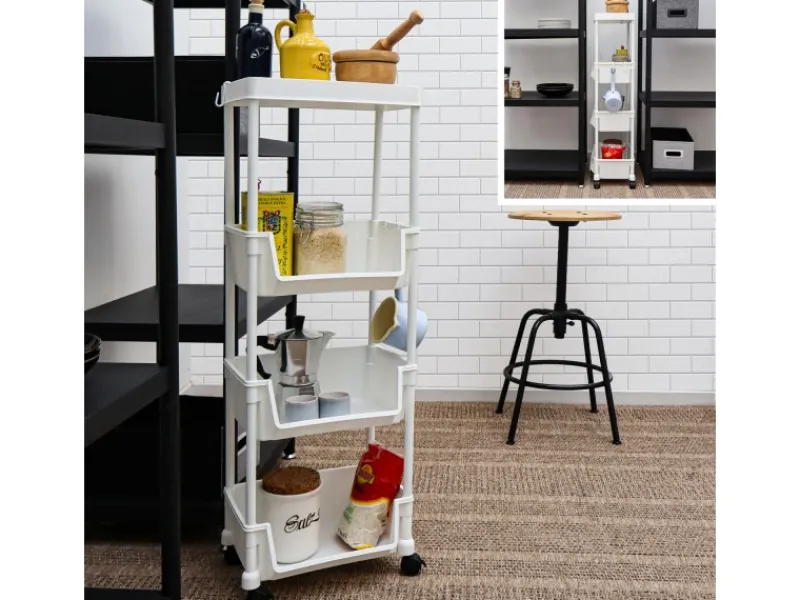 MAKLIK Küchenregale<Küchenrollwagen mit 3 Körben 35x24x100 cm Weiß