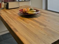Massivholz Arbeitsplatte Akazie-Teak Optik 240 cm x 63,5 cm x 2,7 cm< Kücheninseln