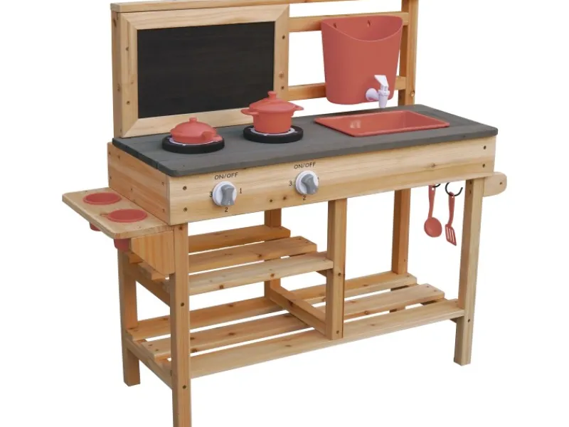 Best Matschküche FSC® Tanne 93 cm x 82,5 cm x 32 cm Rot-Grau-Schwarz