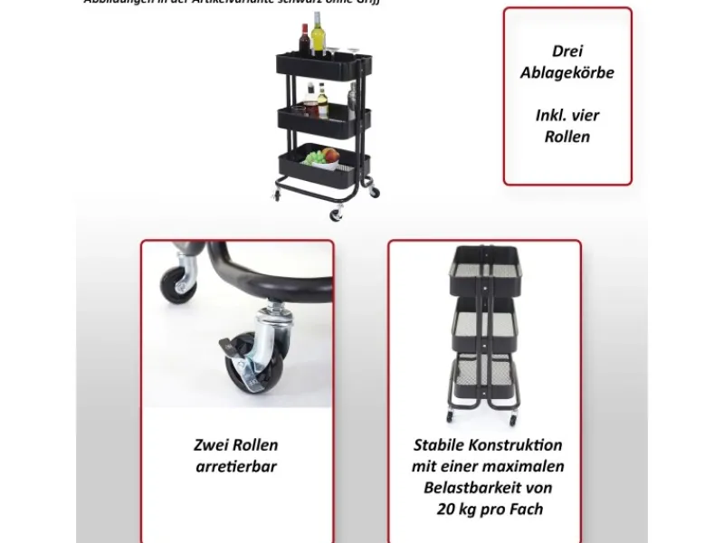 Discount MCW Servierwagen C64 ohne Griff Schwarz ohne Griff