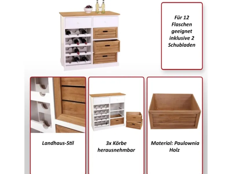 MCW Küchenregale<Weinregal B96 mit Schubladen