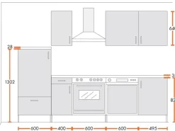 Herde|Kühlschränke<Menke Küchenzeile 270 cm Hochglanz Sonoma-Eiche Nachbildung