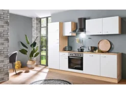 Herde|Kühlschränke<Menke Küchenzeile Artisan Classic 270 cm Weiß-Artisan Eiche Nachbildung