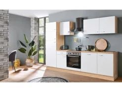 Clearance Menke Küchenzeile Artisan Classic 280 cm Weiß-Artisan Eiche Nachbildung
