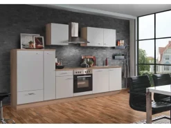 Menke Küchenzeile Artisan Classic 310 cm Weiß Artisan-Eiche Nachbildung< Herde