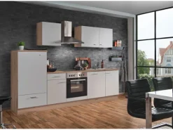 Herde|Kühlschränke<Menke Küchenzeile Artisan Classic 280 cm Weiß Artisan-Eiche Nachbildung