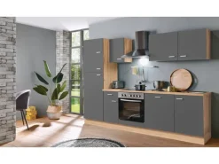 Sale Menke Küchenzeile Artisan Classic 270 cm Graphit-Artisan Eiche Nachbildung