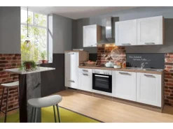 Menke Küchenzeile Artisan Premium 270 cm Landhaus Weiß Artisan-Eiche Nachbildung< Landhausküchen|Herde