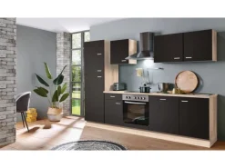 Kochfelder<Menke Küchenzeile Classic 280 cm Lava Matt-Sonoma Eiche Nachbildung