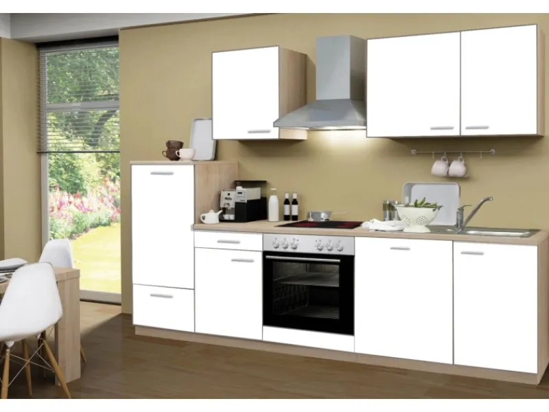 Menke Küchenzeile Classic 280 cm Melamin-Sonoma Eiche Nachbildung< Herde|Kühlschränke
