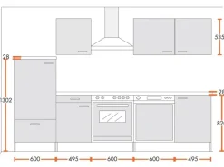 Menke Küchenzeile Classic 280 cm Melamin-Sonoma Eiche Nachbildung< Herde|Kühlschränke