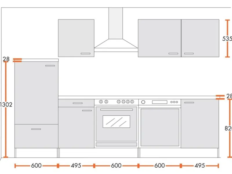 Menke Küchenzeile Classic 280 cm Melamin-Sonoma Eiche Nachbildung< Herde|Kühlschränke
