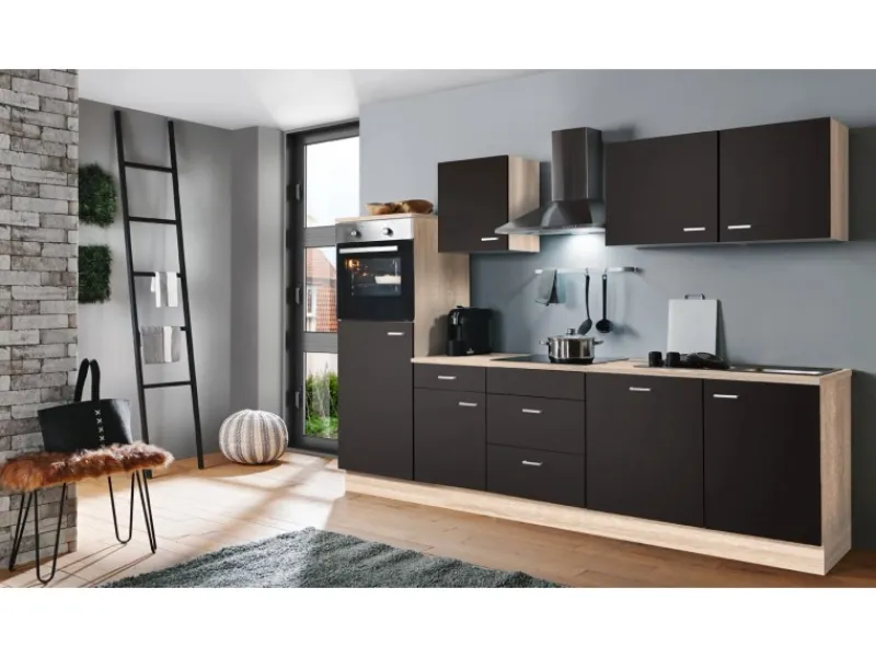 Online Menke Küchenzeile Classic 280 cm Lava Matt-Sonoma Eiche Nachbildung