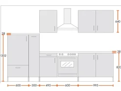 Herde|Kühlschränke<Menke Küchenzeile Premium 300 cm Lava Hochglanz-Sonoma Eiche Nachbildung