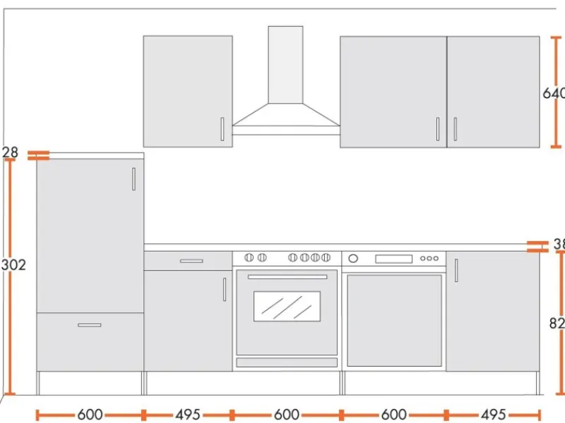 Menke Küchenzeile Premium 280 cm Lava Hochglanz-Sonoma Eiche Nachbildung Lava-Anthrazit