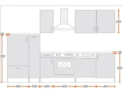 Menke Küchenzeile Premium 300 cm Lava Hochglanz-Sonoma Eiche Nachbildung< Herde|Kühlschränke