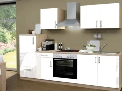 Menke Küchenzeile Premium 270 cm Hochglanz-Sonoma Eiche Nachbildung Weiß