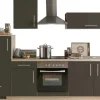 Herde|Kühlschränke<Menke Küchenzeile Premium 270 cm Lava Hochglanz-Sonoma Eiche Nachbildung