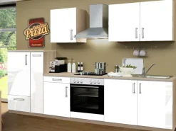 Winkelküchen<Menke Küchenzeile Premium 300 cm Hochglanz-Sonoma Eiche Nachbildung