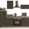 Sale Menke Küchenzeile Premium 300 cm Lava Hochglanz-Sonoma Eiche Nachbildung
