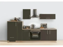 Sale Menke Küchenzeile Premium 300 cm Lava Hochglanz-Sonoma Eiche Nachbildung