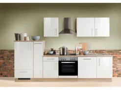 Herde|Winkelküchen<Menke Küchenzeile Premium 310 cm Hochglanz-Sonoma Eiche Nachbildung