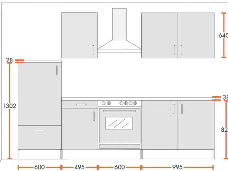 Menke Küchenzeile Premium 270 cm Lava Hochglanz-Sonoma Eiche Nachbildung< Kühlschränke|Einbauküchen
