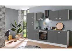 Clearance Menke Küchenzeile White Classic 270 cm Graphit-Weiß