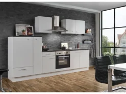 Kühlschränke|Winkelküchen<Menke Küchenzeile White Classic 300 cm Weiß-Marmor-Optik