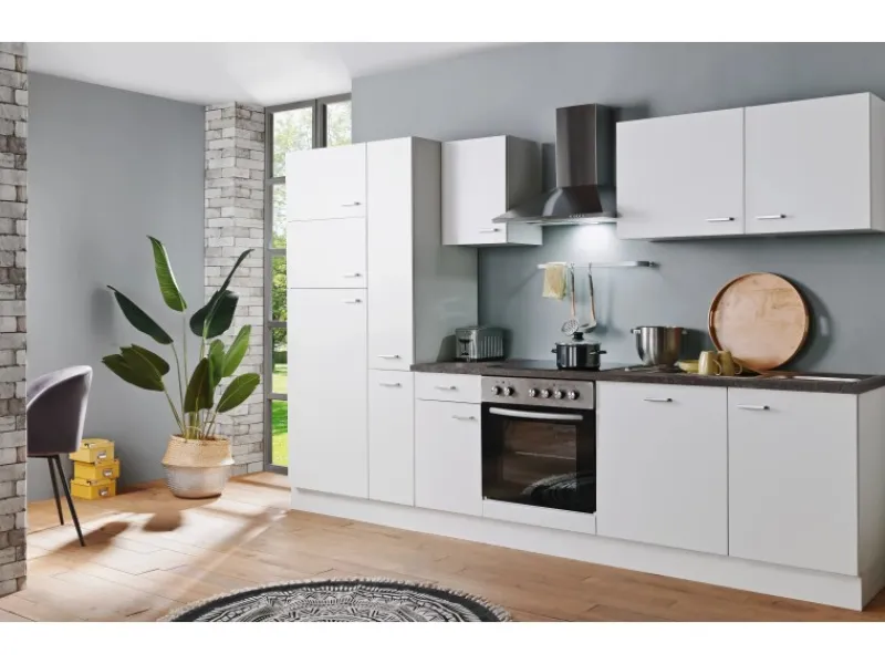 Menke Küchenzeile White Classic 300 cm Weiß< Kühlschränke|Einbauküchen