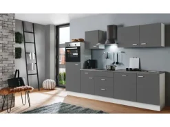 Kochfelder<Menke Küchenzeile White Classic 280 cm Graphit Matt-Weiß Matt