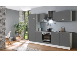 Kühlschränke|Küchenschränke<Menke Küchenzeile White Classic 270 cm Graphit-Weiß