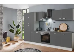 Menke Küchenzeile White Classic 310 cm Graphit-Weiß< Kühlschränke|Einbauküchen