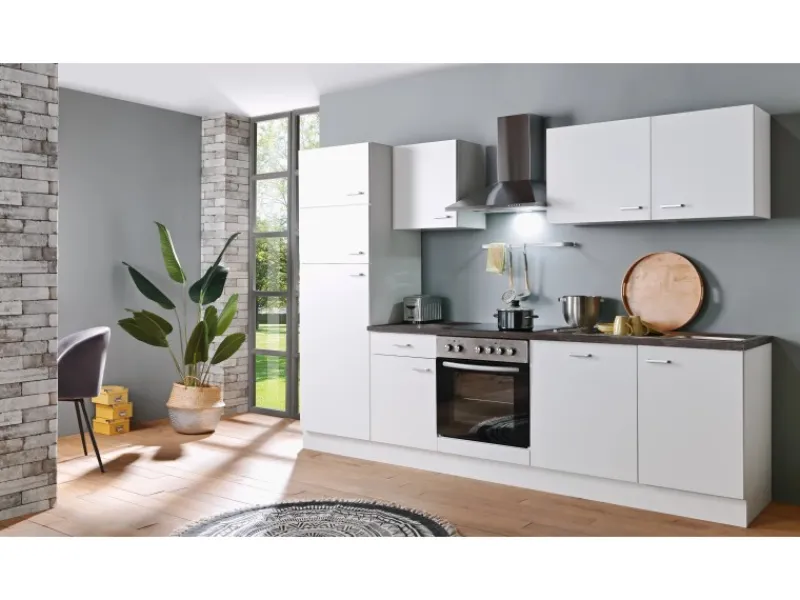 Discount Menke Küchenzeile White Classic 280 cm Weiß