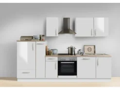 Online Menke Küchenzeile White Premium 300 cm Lack Weiß Hochglanz-Asteiche Nachbildung