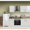 Discount Menke Küchenzeile White Premium 270 cm Lack Weiß Hochglanz-Asteiche Nachbildung