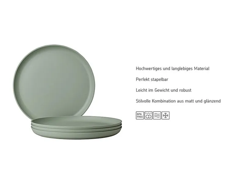 Mepal Silueta Essteller 26 cm 4er Set Nordic White< Geschirr