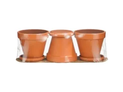 New Mica Decorations Topf 3er-Set mit Schüssel Stan 13,5 cm x Ø 12,5 cm Terracotta