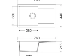 Clearance Miló Einbauspüle Granitverbundstoff Pukka 76 Graphit-Grau
