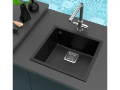 Miló Einbauspüle Granitverbundstoff Qubo 44 Schwarz< Granitspülen