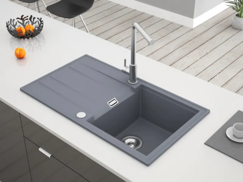 Clearance Miló Einbauspüle Granitverbundstoff Piatto 78 Grau