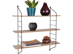 Mirrors & More Metall-Wandregal Ella mit Holz 60 cm x 62 cm x 14,5 cm< Küchenregale